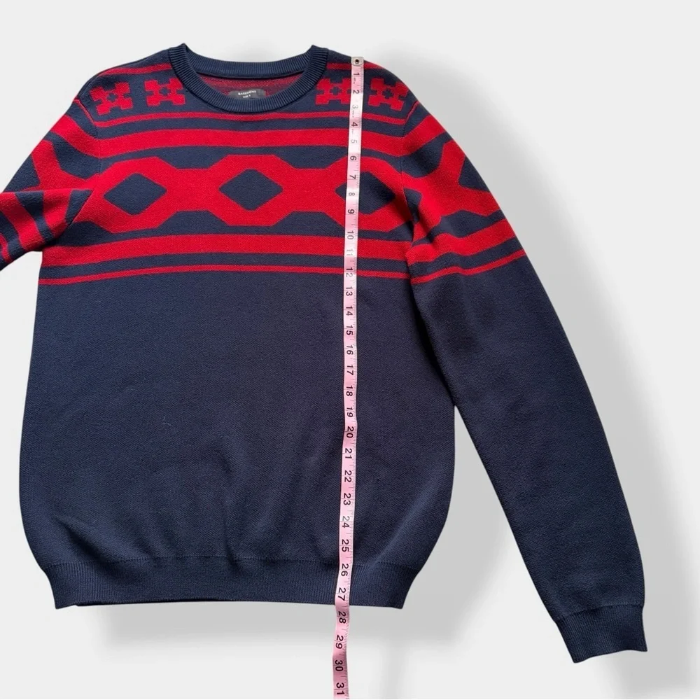Basement Navy & Burgundy Red Crewneck Sweater Ugly Xmas Sweater Streetwear Men’s